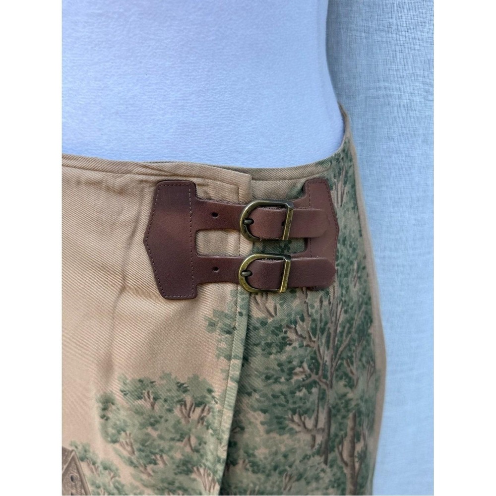 1990 Lauren Ralph Lauren wrap skirt with countryside landscape scenes print - Picture 2 of 9
